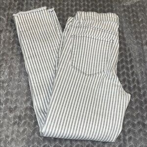 Vylette Gray and White Striped Skinny Jeans. Raw/Rough Hem.  Size 7/28W